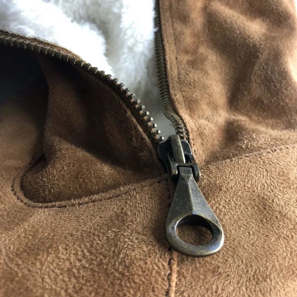 Maurices Faux fur ankle boots Fold Over Women’s size 11 Tan Side Zipper‎ EUC